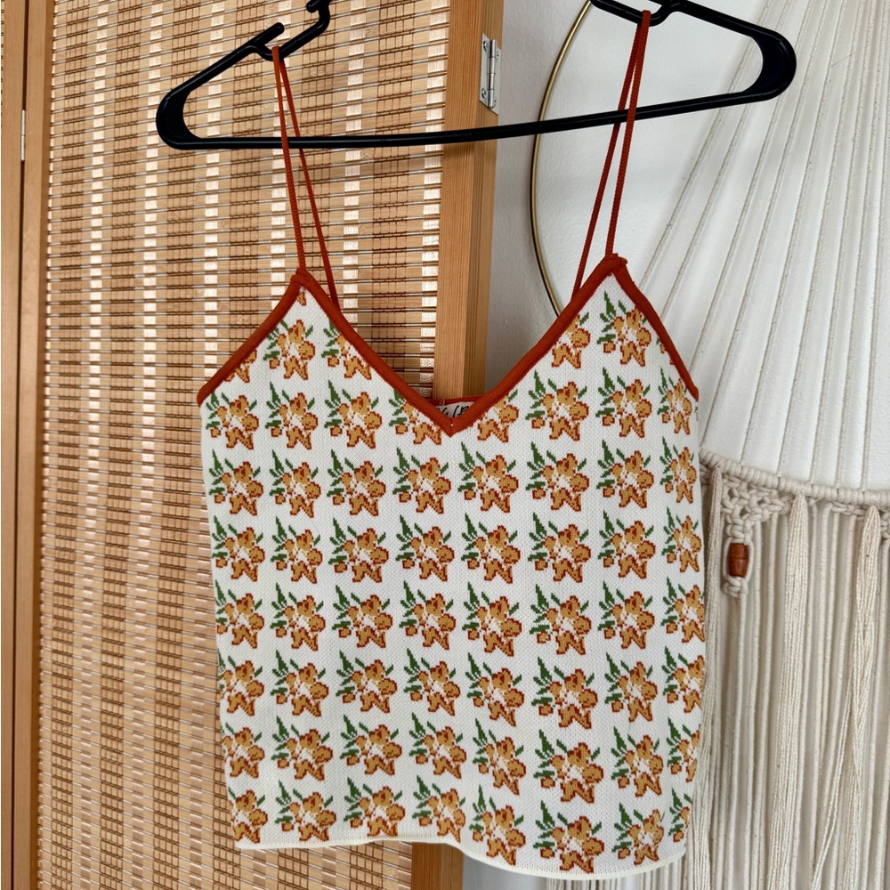 Vrg Grl Floral Print Spaghetti Strap Top